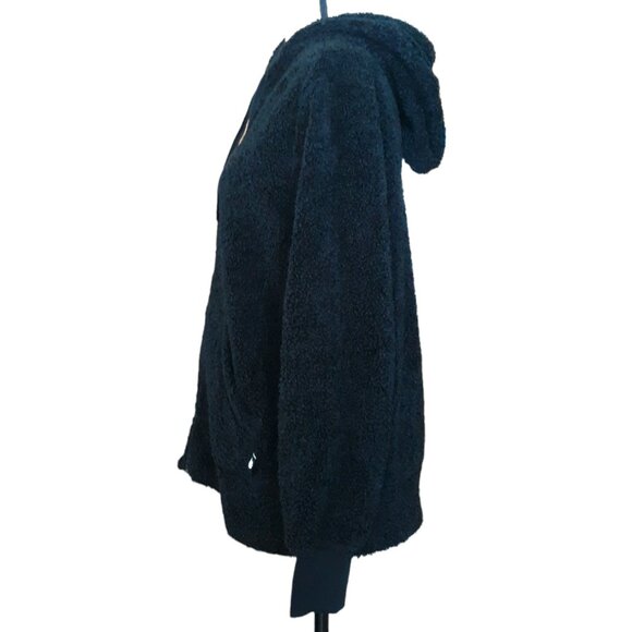 Free Country Hoodie Zip Jacket Plush Teddy Pile Pockets Black - Picture 5 of 8